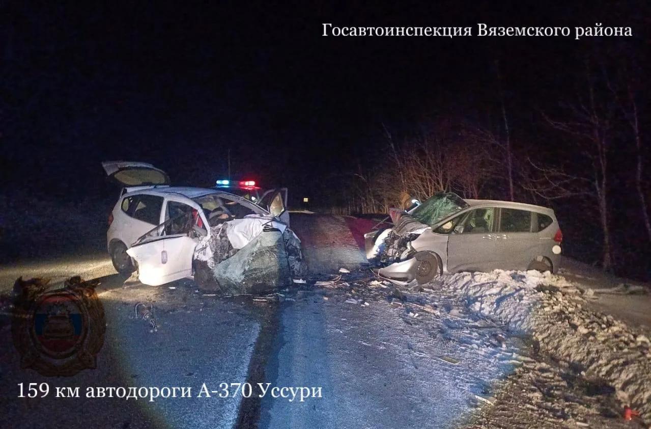 Водитель погиб и четыре человека получили тяжелые травмы в лобовом ДТП в Вяземском районе